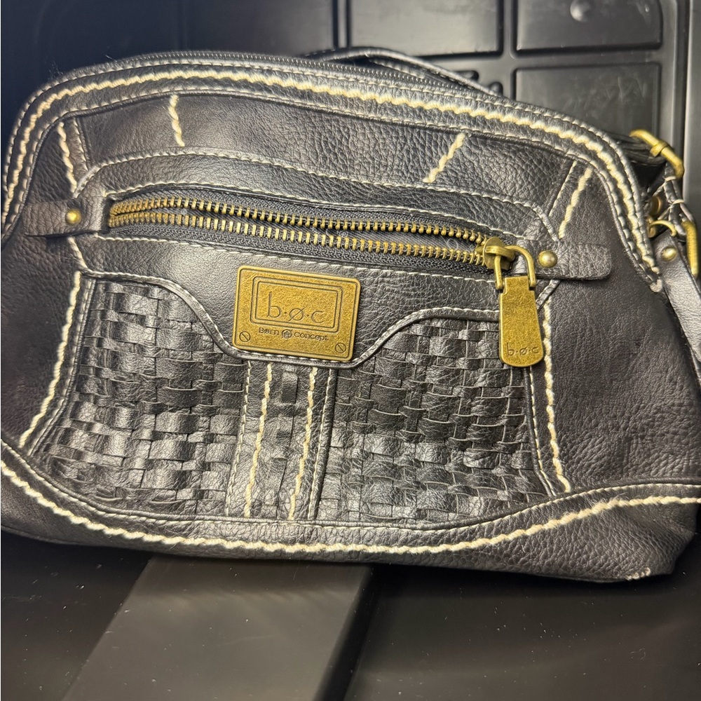 b.o.c. Black Woven Leather Belt Bag